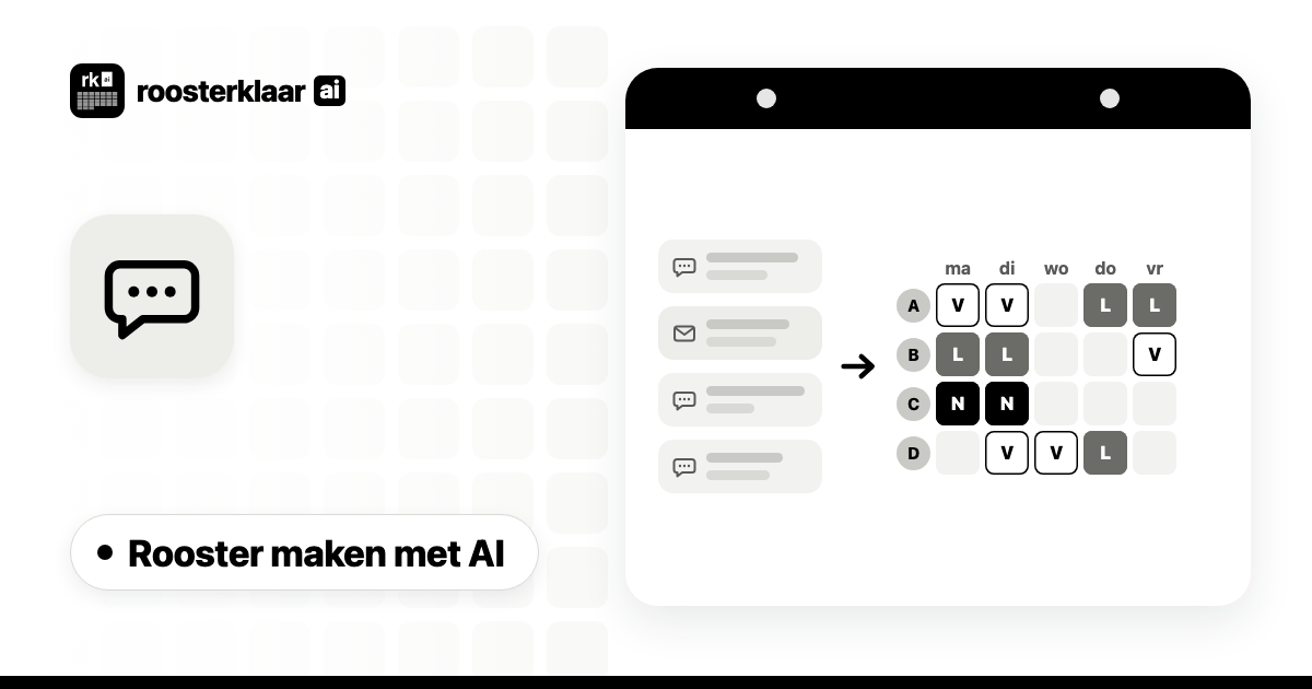 Chat- en mailberichten van het team die door AI worden omgezet in een weekrooster.